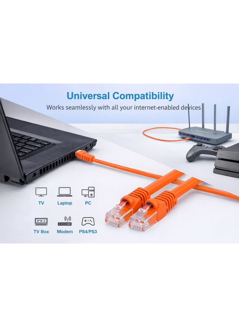 تيسو كابل إيثرنت CAT 6، 30 متر – نقل بيانات عالي السرعة، معتمد من UL، خالي من المسامير، مع جهات ذهبية مغطاة - Image 3